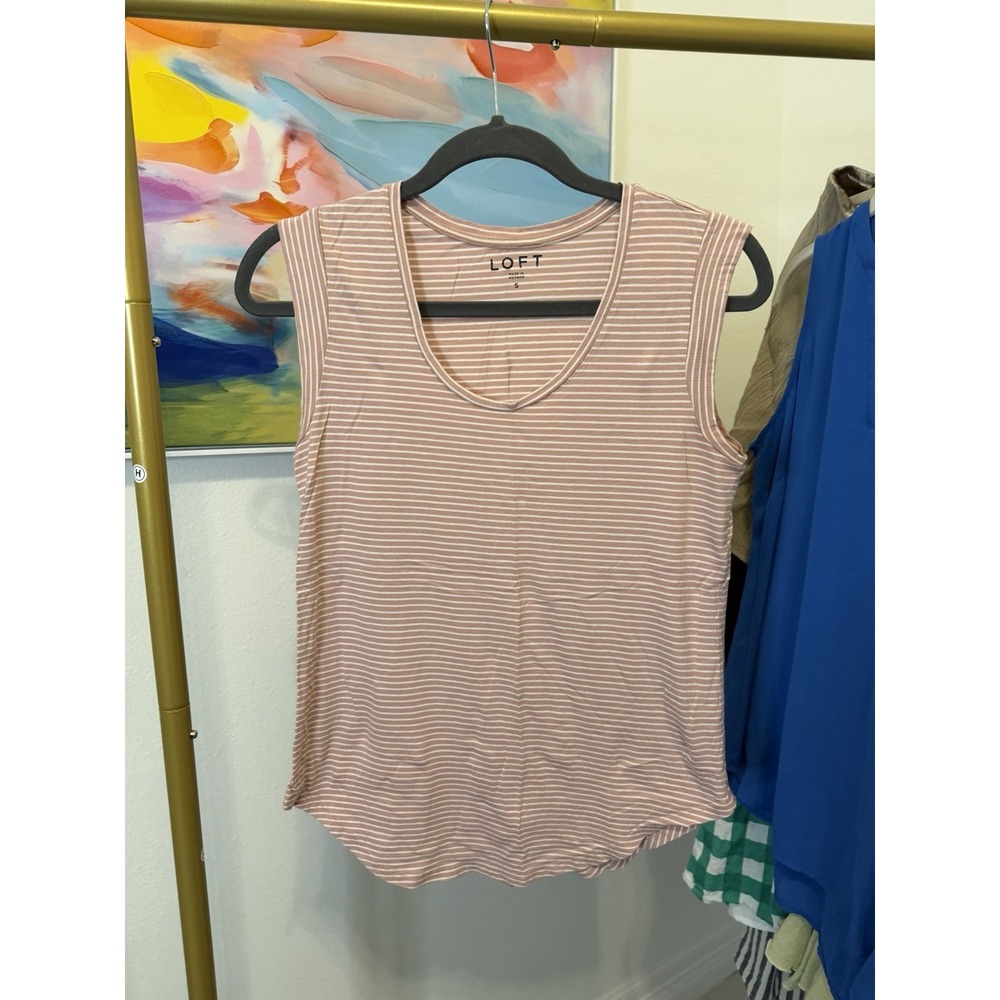 LOFT Women's Striped Sleeveless‎ Tank Soft Light Weight Small